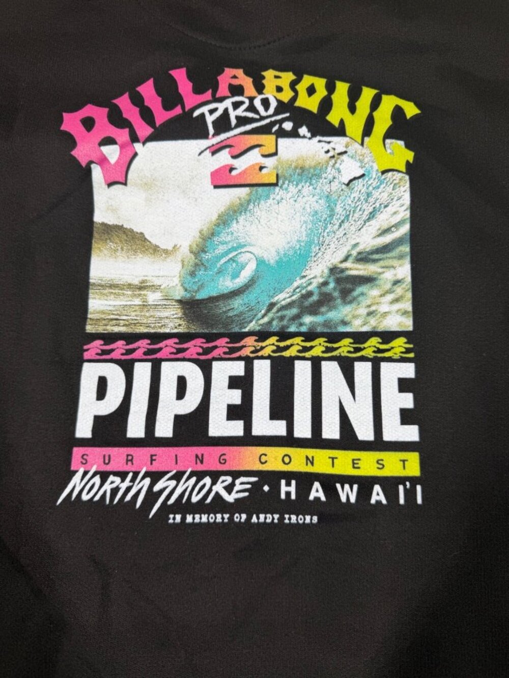 Billabong Pipeline Hawaii Hoodie Mens M Black Surf Graphic Pullover NWT